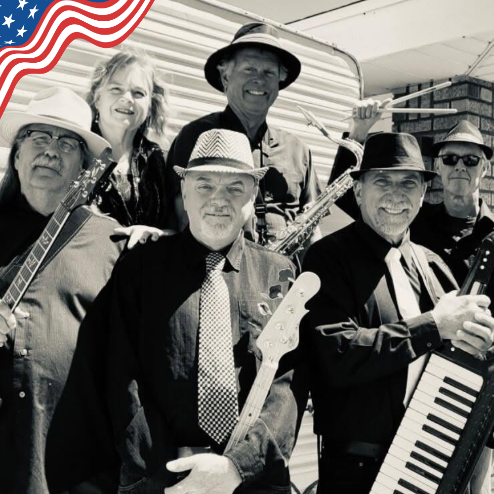 Deb Michels Gang band with six members including singers, guitarists and keyboard player